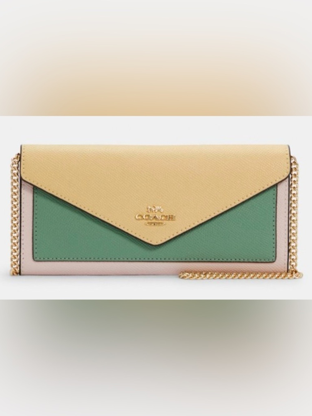 VINTAGE Coach Pastel Colorblock Envelope Crossbody Wallet in Yellow, Green, Pink
